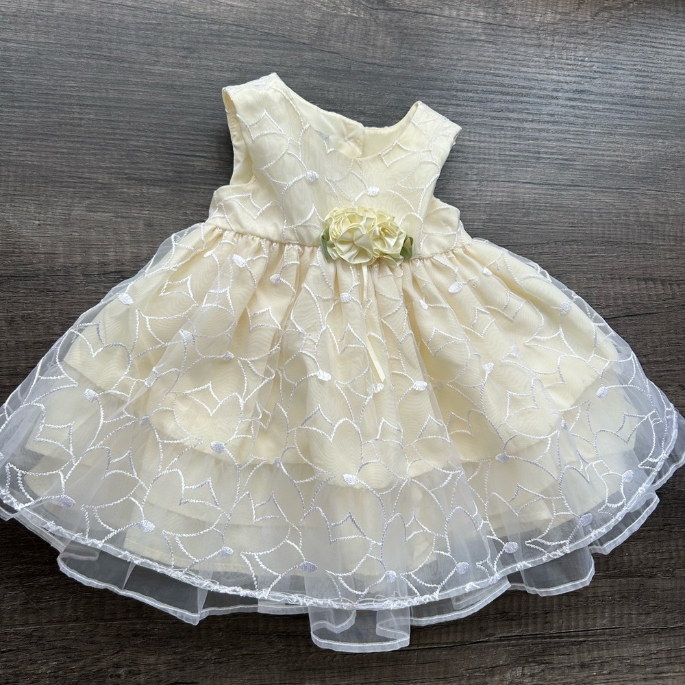 Elegant Cream Floral Kids Dress